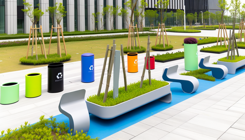 Mobiliario urbano sostenible de plástico reciclado en ciudades españolas